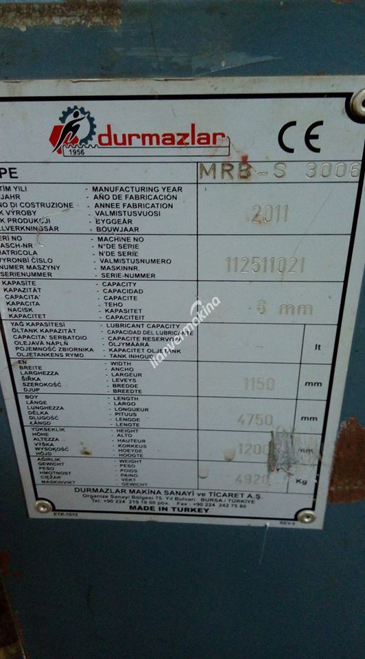 Durmazlar Mpb-S3006 | 3100 x 6 mm 3 Toplu Silindir