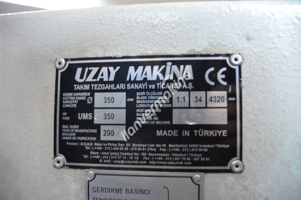 350lik UZAY ŞERİT TESTERE OTOMATİK