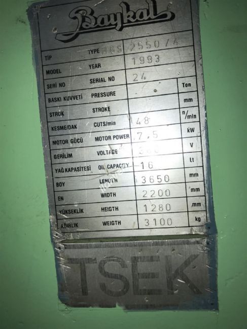 2550x4mm BAYKAL GİYOTİN MAKAS