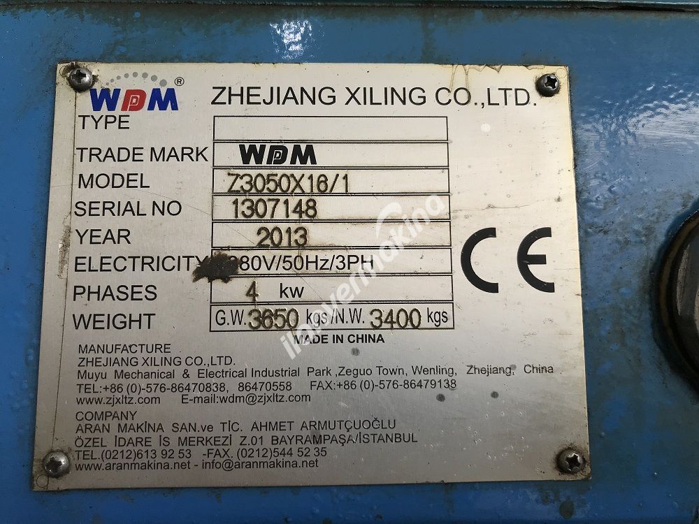 ÇOK TEMİZ WDM Z3050 x 16/1 RADYAL MATKAP 2013 MODEL