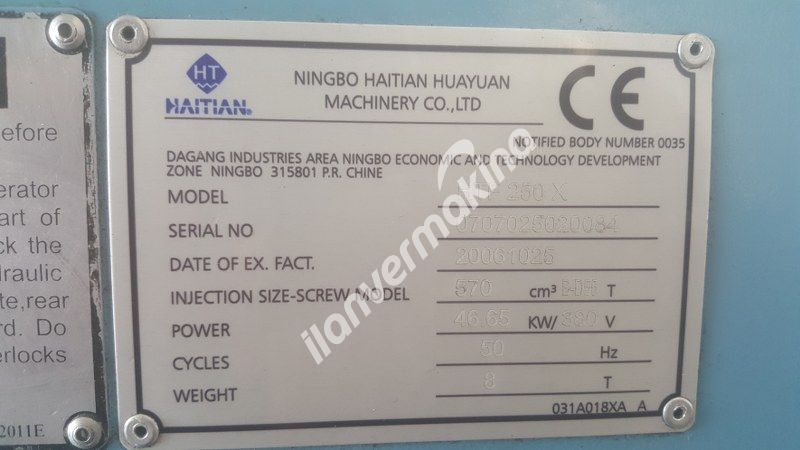 Haitian 250 Ton Plastik Enjeksiyon Makinası 2006 Model