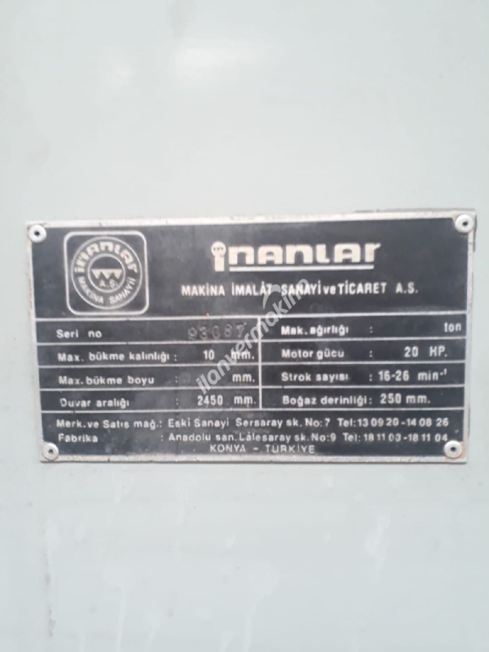 İNANLAR 3 METRE 10 MM HAVA KAVRAMALI ABKANT PRES