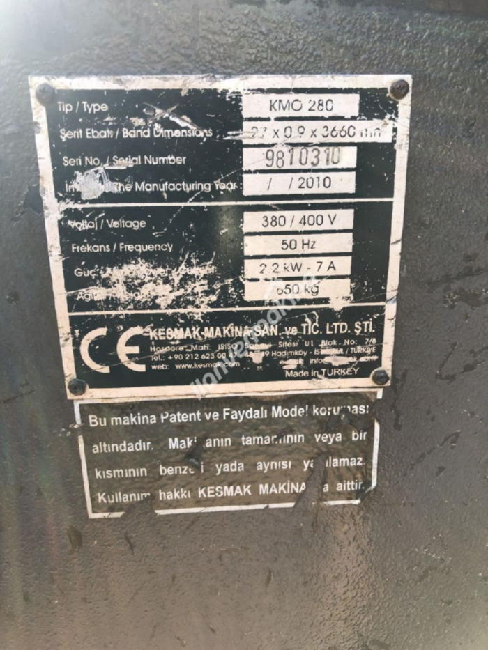 KESMAK 280 LİK TAM OTOMATİK ŞERİT TESTERE