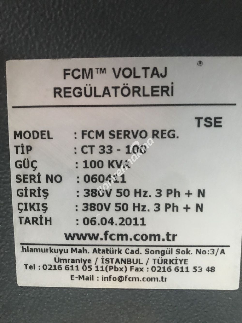 FCM REGÜLATÖR 100 KVA