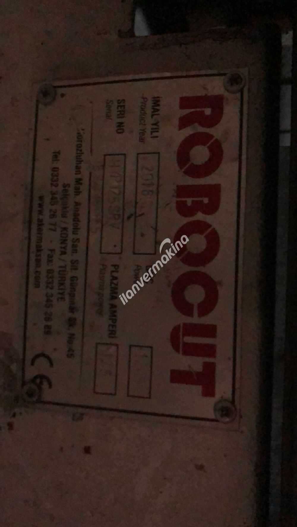 3000 x 8000 x Hyperthem 125 Amper 2016 Model Plazma Kesim Makinası ( Max 25mm S.Saç )