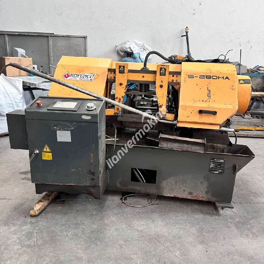 280 LİK TAM OTOMATİK ÇİFT MENGENE HİDROLİK ÜST BASKILI TOPLU KESİM MAFSALLI ŞERİT TESTERE