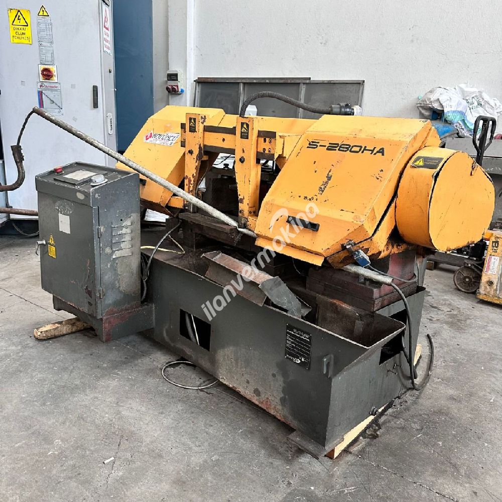 280 LİK TAM OTOMATİK ÇİFT MENGENE HİDROLİK ÜST BASKILI TOPLU KESİM MAFSALLI ŞERİT TESTERE