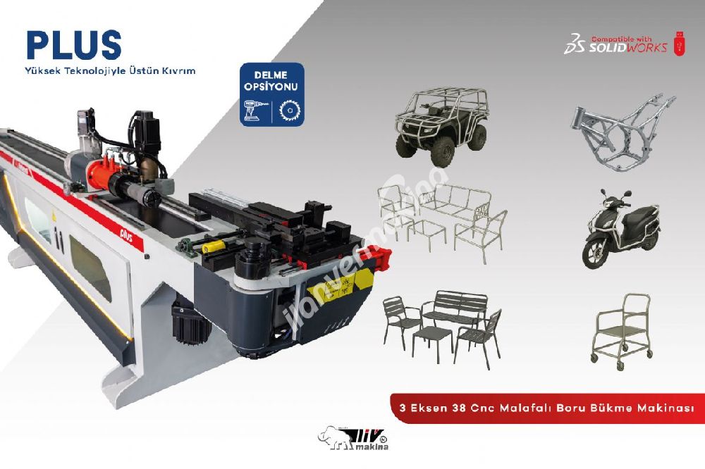 3 Eksen 38 Cnc Malafalı Boru Bükme Makinası PLUS