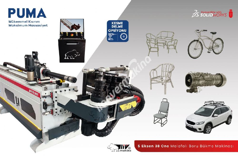 5 Eksen 38 Cnc Malafalı Boru Bükme Makinası PUMA 