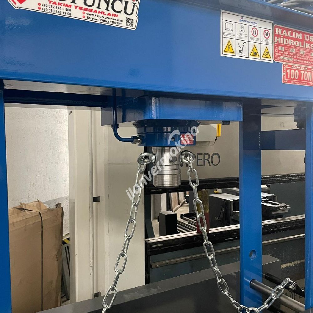 HİDROLİKSAN MARKA 100 TON MOTORLU KOLLU GEZER SİLİNDİRLİ HİDROLİK ATÖLYE PRESİ