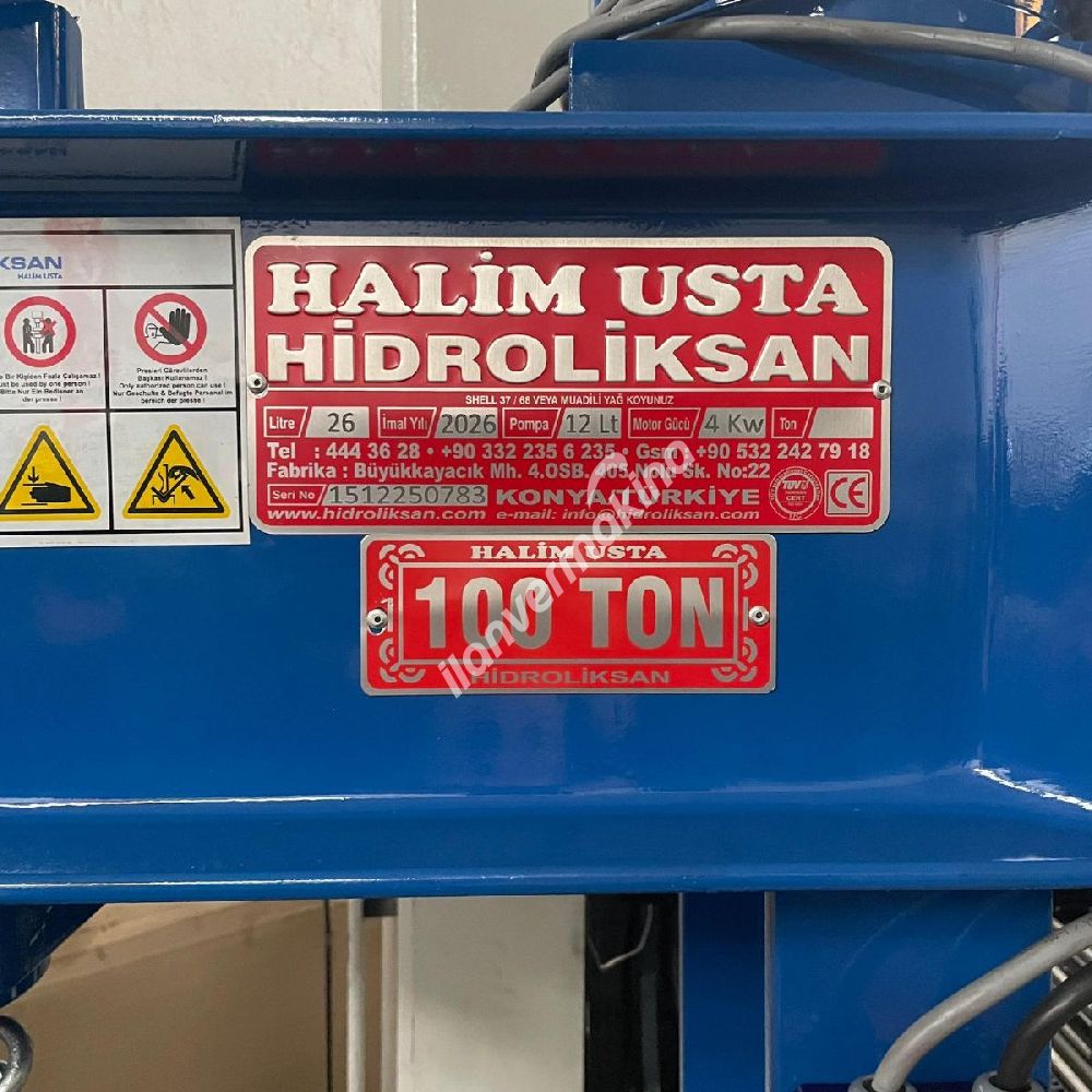 HİDROLİKSAN MARKA 100 TON MOTORLU KOLLU GEZER SİLİNDİRLİ HİDROLİK ATÖLYE PRESİ