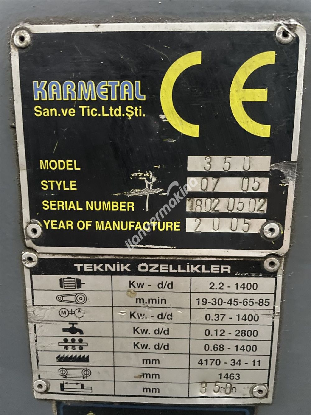 KARMETAL 350LİK TAM OTOMATİK ŞERİT TESTERE