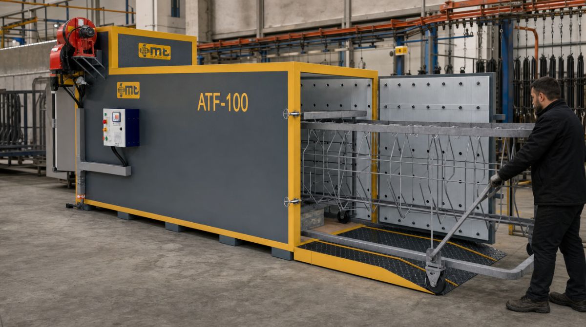 MT Makina ATF-100 Askı Temizleme Fırını – Endüstriyel Boya ve Kaplama Hatları İçin Verimli Çözüm