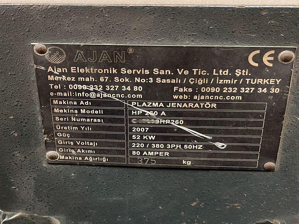 Satılık Ajan CNC Plazma Kesim Makinası