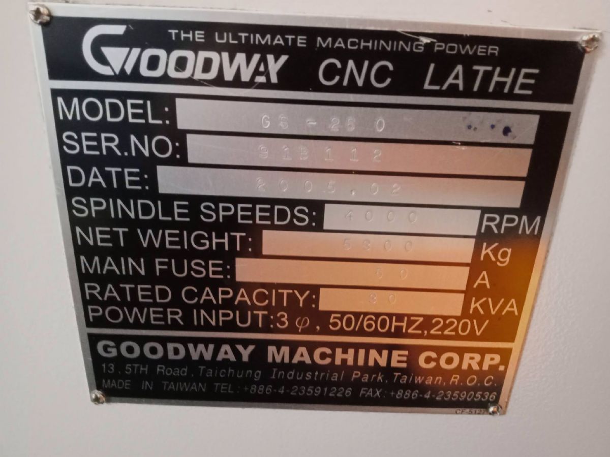 Goodway Gs260 Cnc Torna