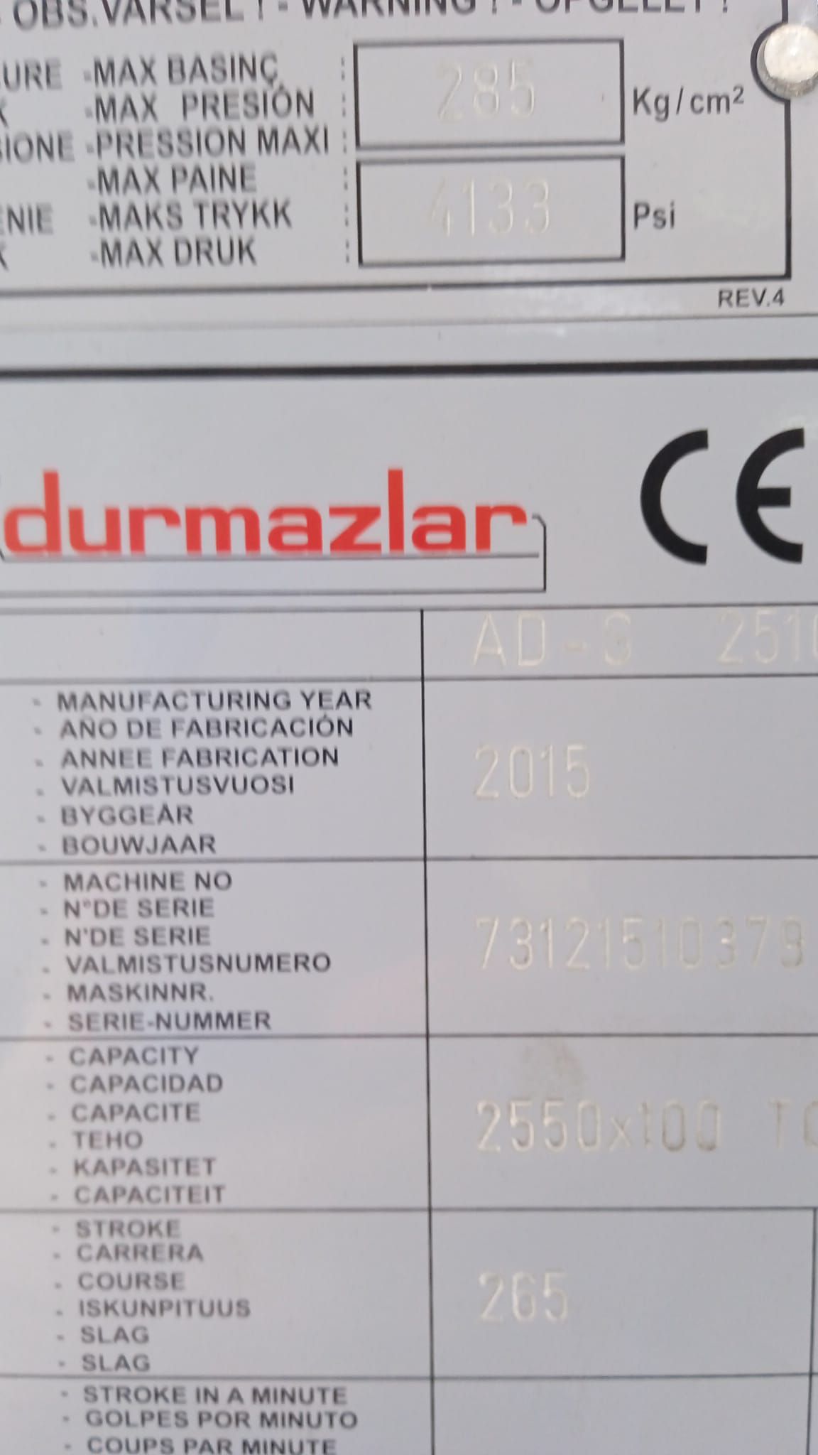 DURMA CNC HİDROLİK ABKANT AD-S 25100 2500x6 mm